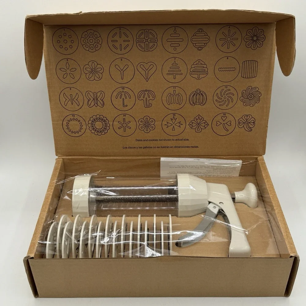 Retired Pampered Chef‎ Cookie Press With 16 Disc Patterns Complete Model 1525